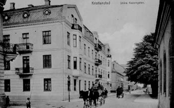 Västra Vallgatan 39 - Södra Kaserngatan 3, Kristianstad, tidigast 1907.
