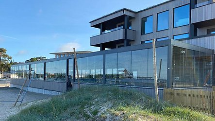 Bild på Åhus Seaside tagen av byggnadsinspektör vid slutsamråd, 2022.